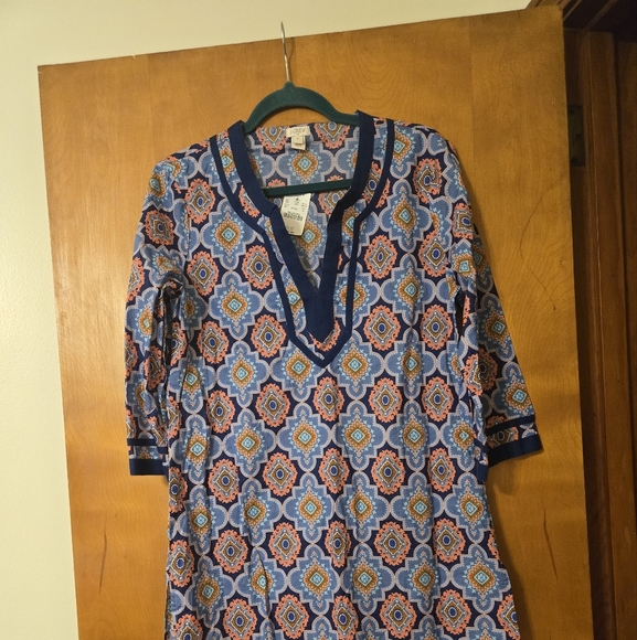 NWT J Crew  Multicolored Printed Poplin Tunic Top Size M - Picture 1 of 4